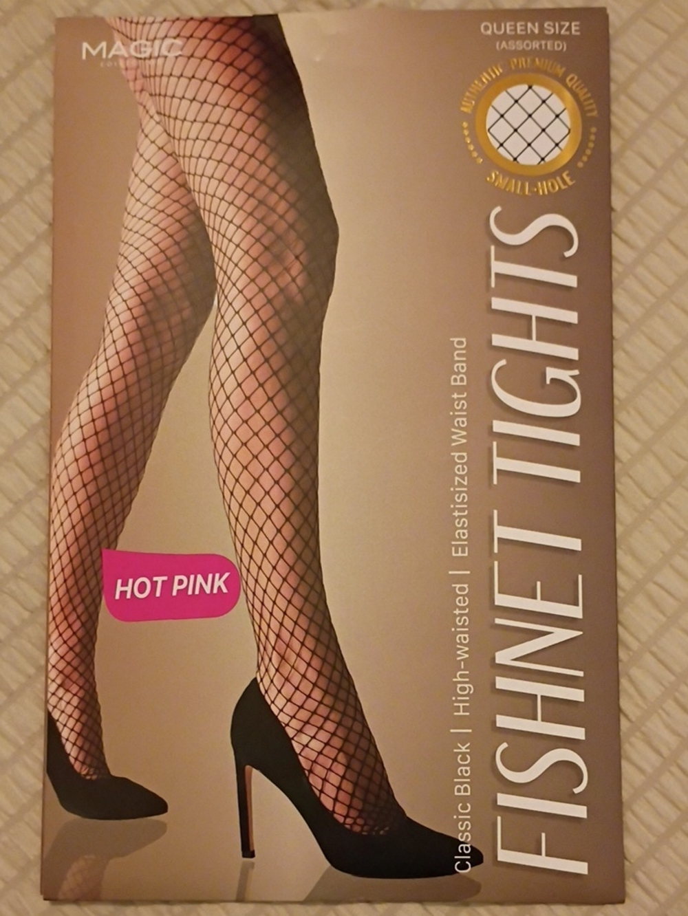 NWT SMALL HOLE Magic Hot Pink Fishnet Tights QUEEN SIZE